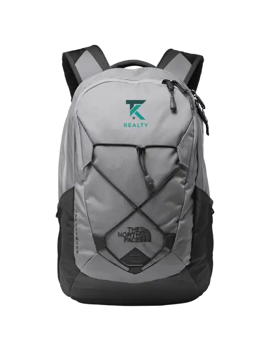 The North Face Light Grey/ Dark Grey Groundwork Backpack w/TK Realty Logo