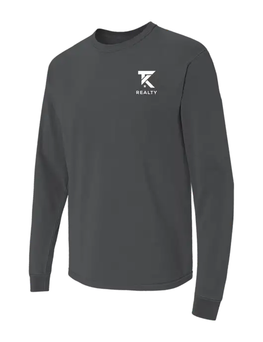 Comfort Colors Garment-Dyed Dark Grey Heather Heavyweight Long Sleeve T-Shirt w/TK Realty Logo