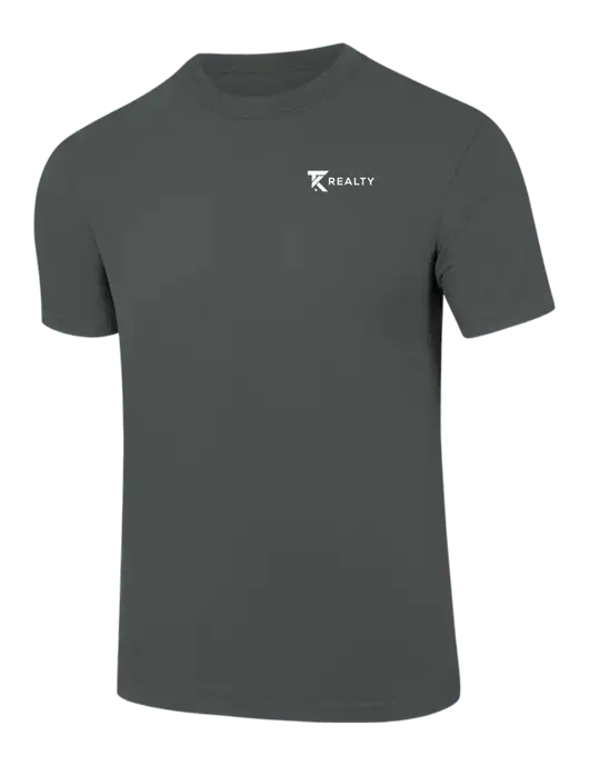 Comfort Colors 6.1 oz Dark Grey Heather Heavyweight Ring Spun T-Shirt w/TK Realty Logo