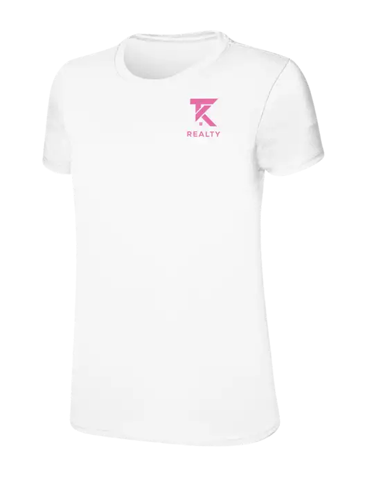 Womens Ring Spun White 4.5 oz T-Shirt w/TK Realty Logo