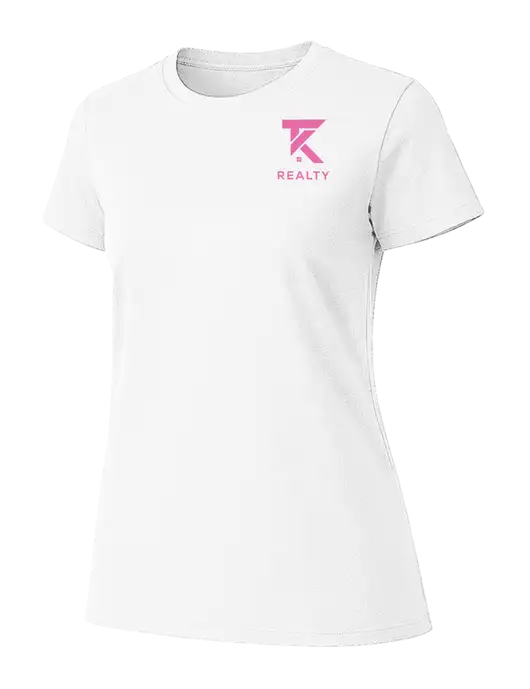 Womens Ring Spun White 4.5 oz T-Shirt w/TK Realty Logo