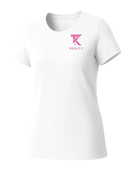 Womens Seriously Soft White T-Shirt w/TK Realty Logo