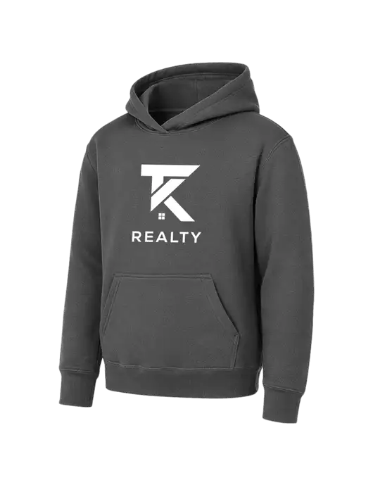 Youth Charcoal 7.8 oz Pullover Hooded Sweatshirt w/TK Realty Logo
