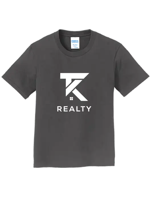 Youth Ring Spun Charcoal 4.5 oz T-Shirt w/TK Realty Logo