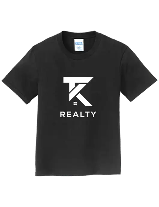 Youth Ring Spun Jet Black 4.5 oz T-Shirt w/TK Realty Logo