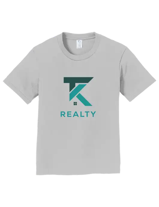 Youth Ring Spun Silver 4.5 oz T-Shirt w/TK Realty Logo