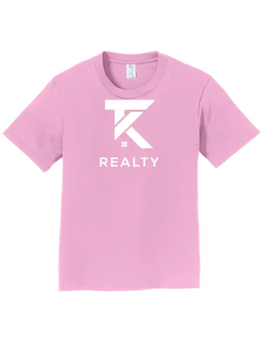 Youth Ring Spun Candy Pink 4.5 oz T-Shirt w/TK Realty Logo