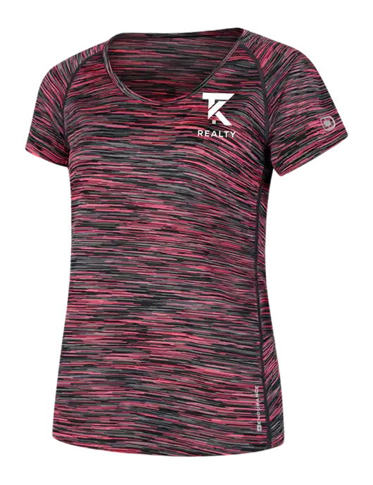 OGIO Womens Black/Fucia Space Dye Verge Scoop Neck w/TK Realty Logo