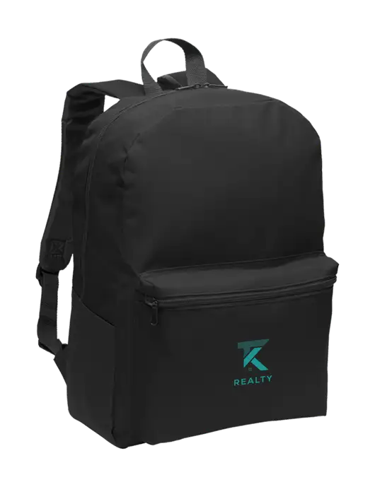 Casual Black Lightweight Laptop Backpack w/TK Realty Logo