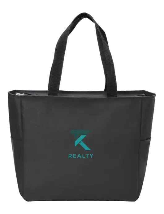 Everyday Black Zip Tote  w/TK Realty Logo
