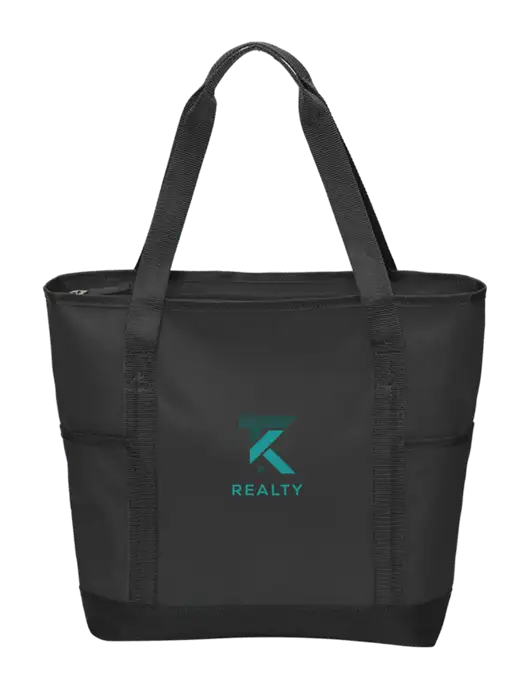 On the Go Black/Black Tote w/TK Realty Logo