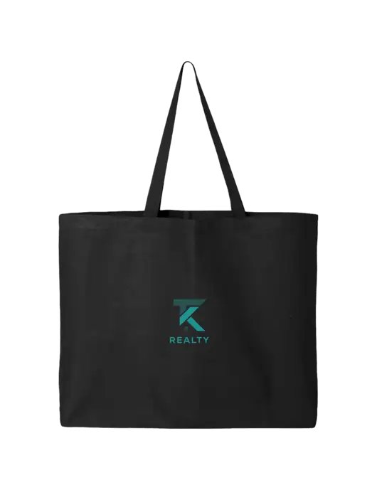 Sturdy Canvas Black Tote w/TK Realty Logo