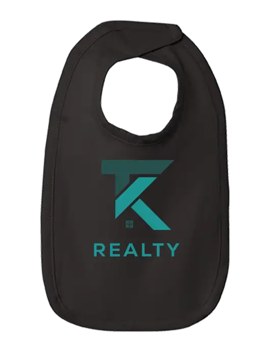 Rabbit Skins Black Infant Premium Jersey Bib w/TK Realty Logo