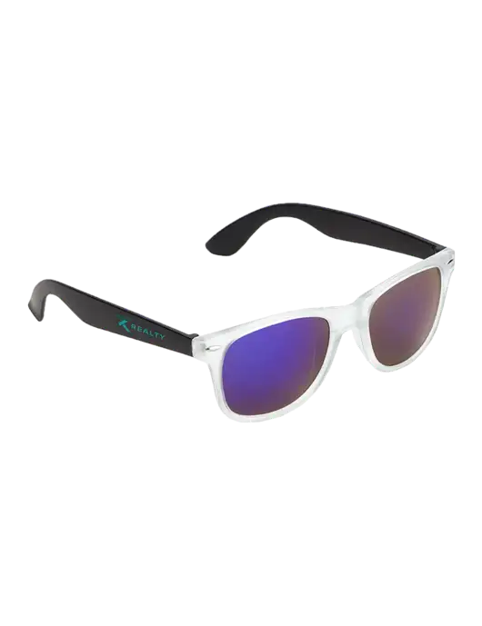 Key West Black Mirrored Sunglasses w/TK Realty Logo
