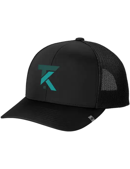 TravisMathew Black Cruz Trucker Cap w/TK Realty Logo