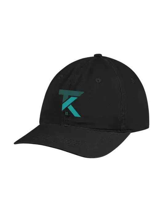 Garment Washed Unstructured Twill Black Cap w/TK Realty Logo