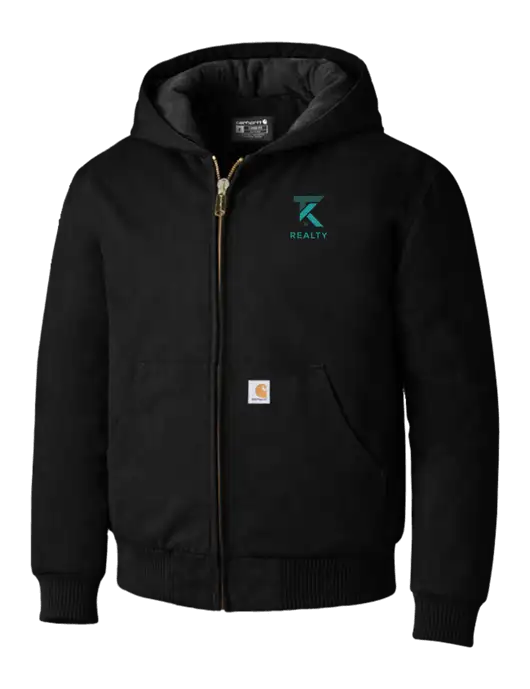Carhartt Black Quilted-Flannel-Lined Duck Active Jacket w/TK Realty Logo