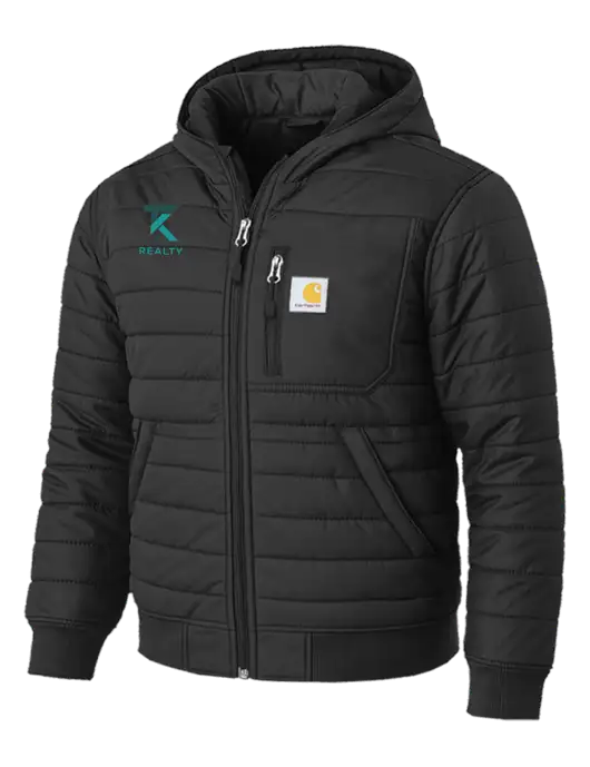 Carhartt Gilliam Insulated Black Hooded Jacket w/TK Realty Logo