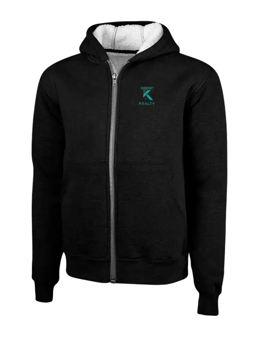 Cornerstone Black Heavyweight Sherpa Lined Hooded Fleece Jacket w/TK Realty Logo