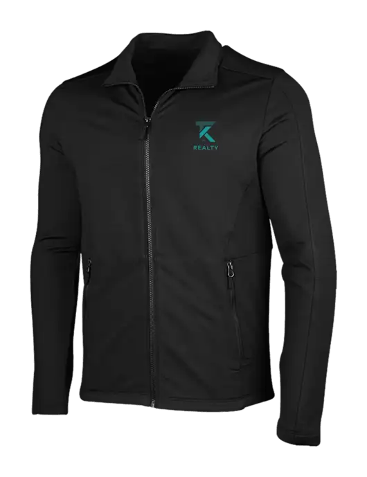 Deep Black Grid Fleece Jacket w/TK Realty Logo