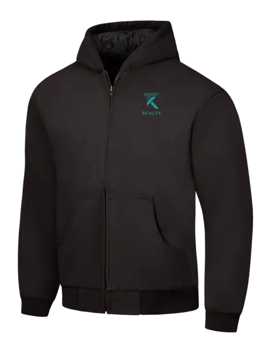 CornerStone Black Duck Cloth Hooded Work Jacket w/TK Realty Logo