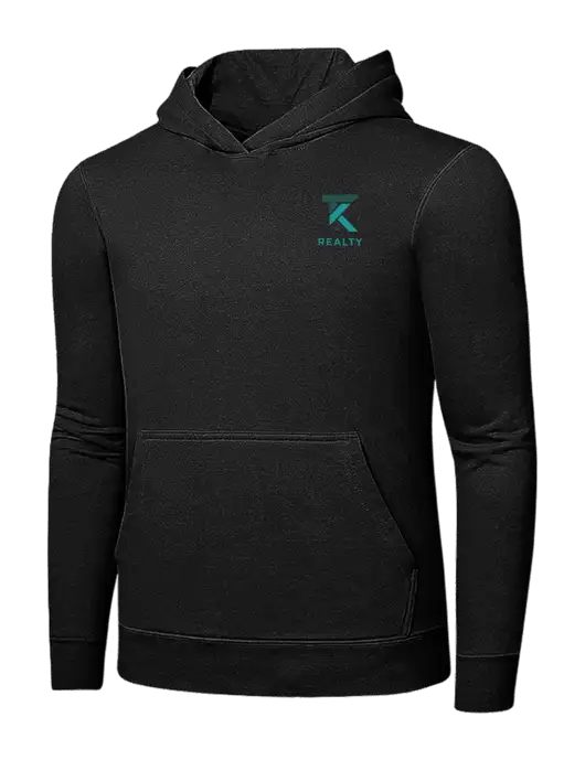 Jet Black 7.8 oz Ring Spun Hooded Sweatshirt w/TK Realty Logo