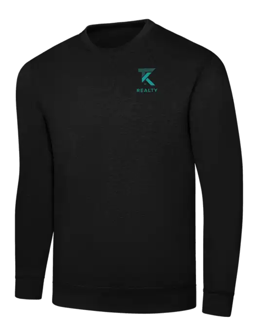 Black 7.8 oz Ring Spun Crew Sweatshirt w/TK Realty Logo