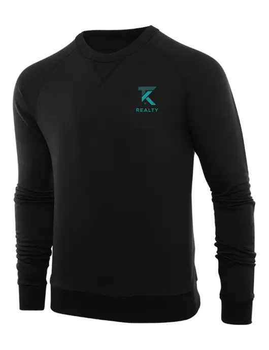 Allmade Deep Black Organic French Terry Crewneck Sweatshirt w/TK Realty Logo