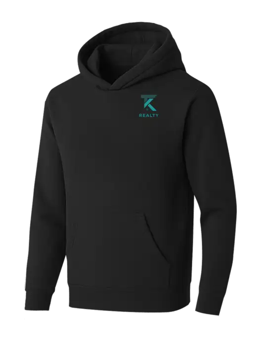 BELLA+CANVAS Black Sponge Fleece Pullover Hoodie w/TK Realty Logo