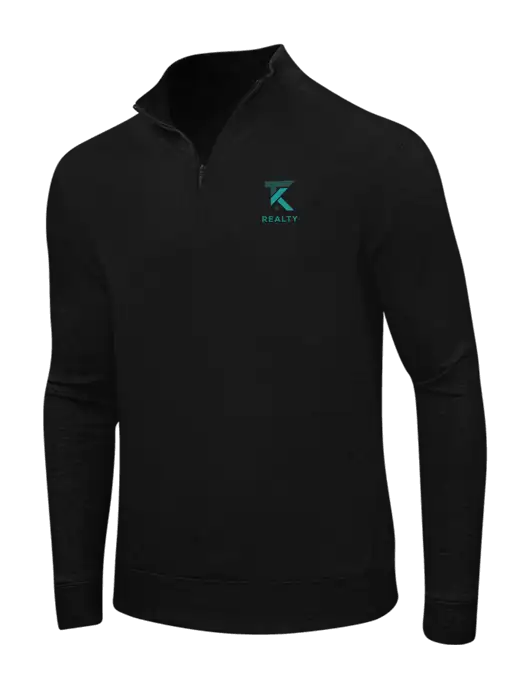 Deep Black/Charcoal Heather Interlock 1/4 Zip w/TK Realty Logo