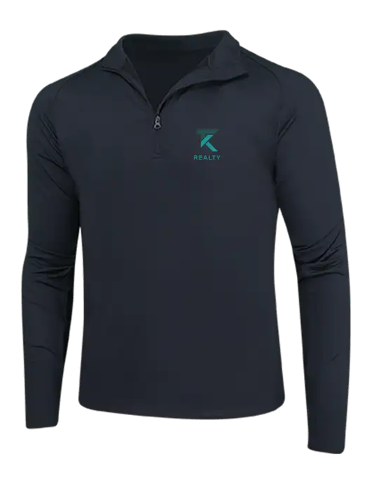 Black Sport Wick Stretch 1/4 Zip Pullover w/TK Realty Logo