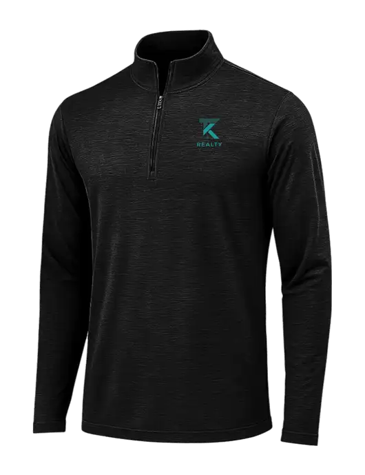Black Triad Solid Posicharge Tri-Blend Wicking 1/4 Zip Pullover w/TK Realty Logo