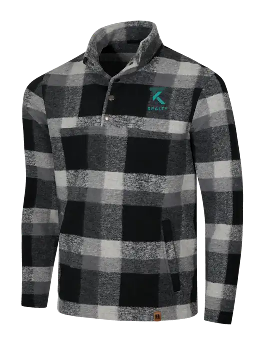 Russell Outdoors Black/White Plaid Basin Snap Pullover w/TK Realty Logo
