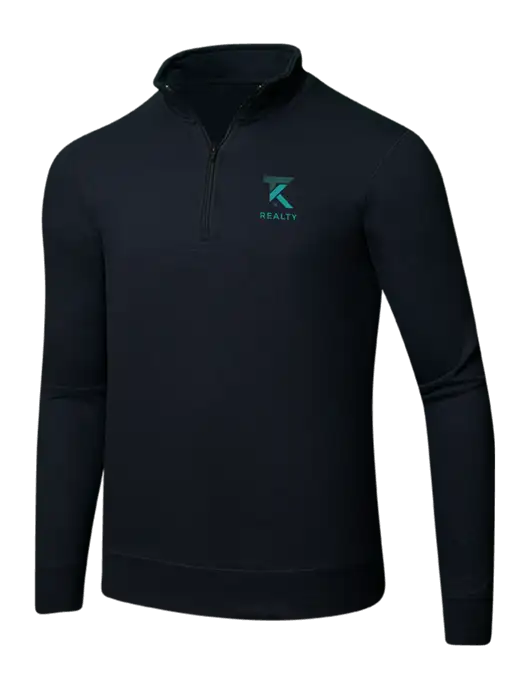 Jet Black 8.5 oz Ring Spun 1/4 Zip Pullover Sweatshirt w/TK Realty Logo
