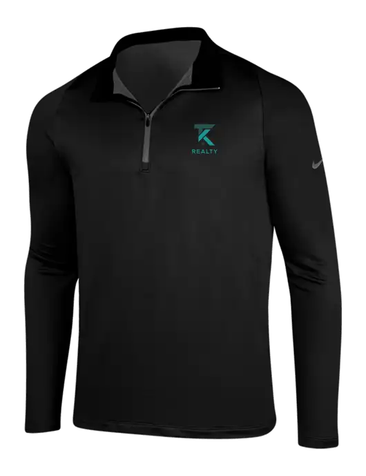 NIKE Black/Dark Grey Dry-Fit Stretch 1/2 Zip Cover-Up w/TK Realty Logo