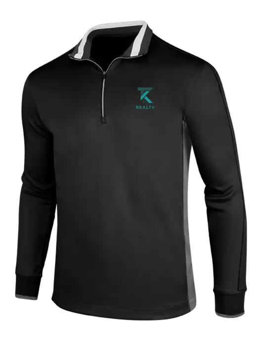 NIKE Black/Dark Grey/White Dry-Fit 1/2 Zip Cover-Up w/TK Realty Logo