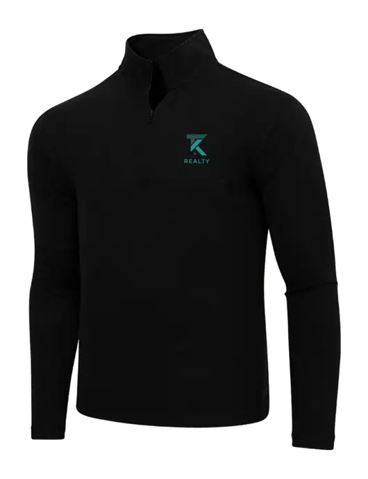 Adidas  Black Melange 3 Stripes Quarter Zip Sweater w/TK Realty Logo