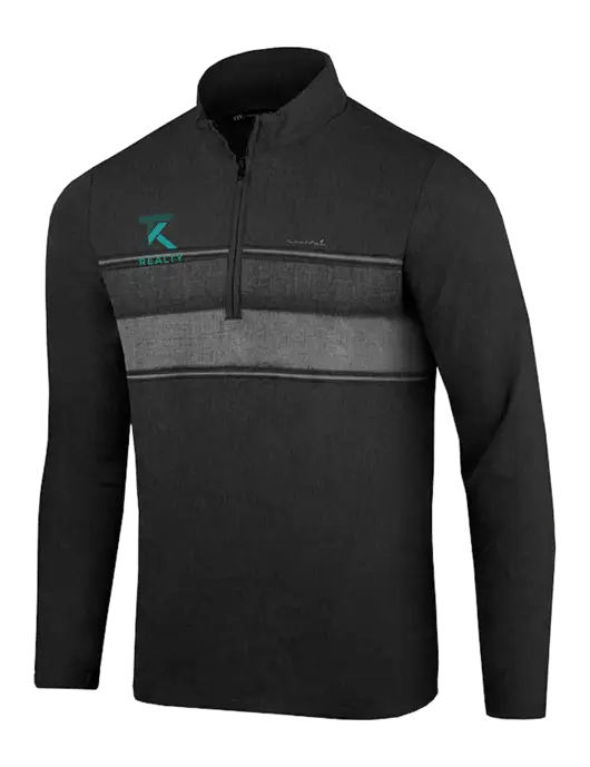 TravisMathew Black Balboa Chest Stripe Quarter Zip w/TK Realty Logo
