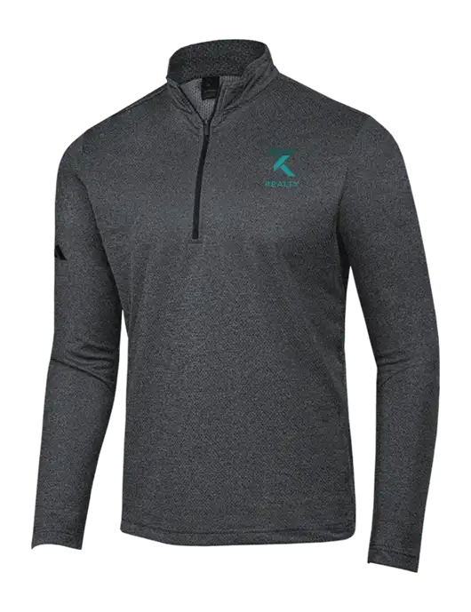 Adidas Black Melange Space Dyed Quarter-Zip Pullover w/TK Realty Logo