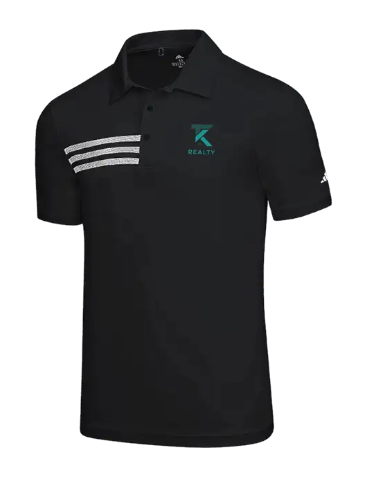 Adidas Black 3 Stripes Chest Polo w/TK Realty Logo