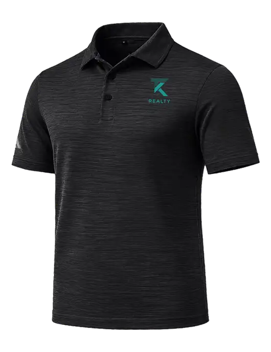 Adidas Black Textured Stripe Polo w/TK Realty Logo