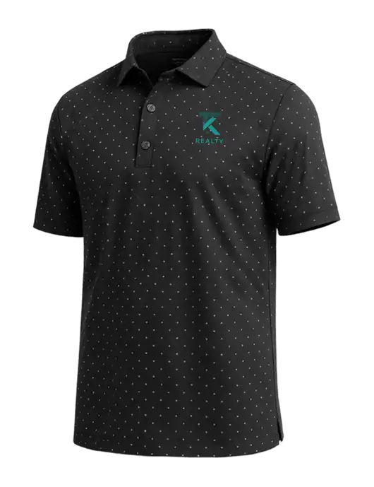 Callaway Micro Chev Black Print Polo w/TK Realty Logo