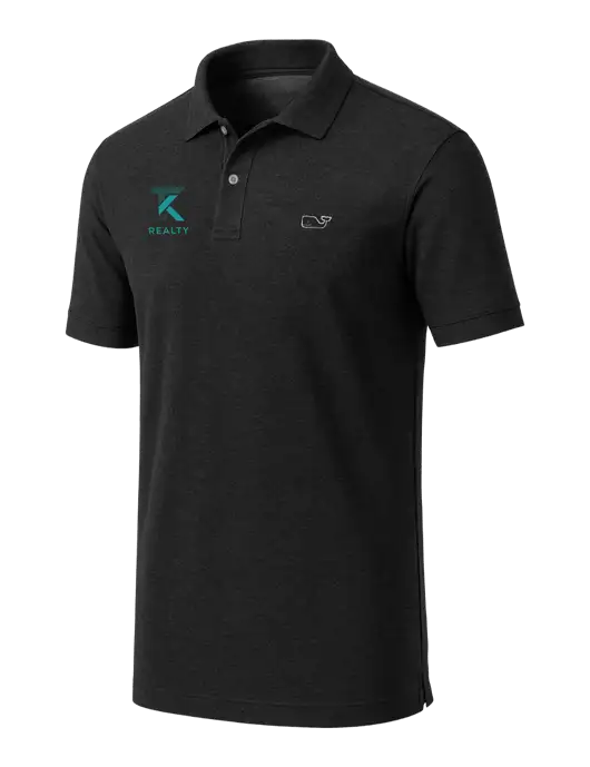 Vineyard Vines Edgartown Black Pique Polo w/TK Realty Logo