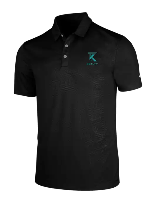 NIKE Black Dri-Fit Embossed Tri-Blade Polo w/TK Realty Logo