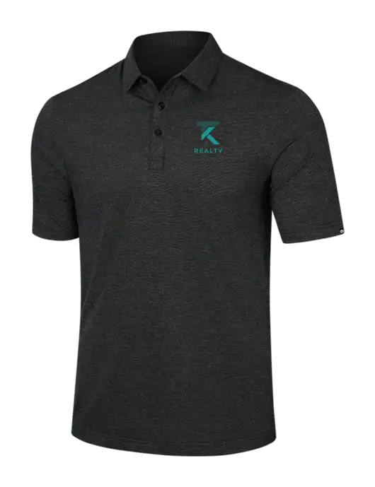 TravisMathew Black Heather Sunnyvale Polo w/TK Realty Logo