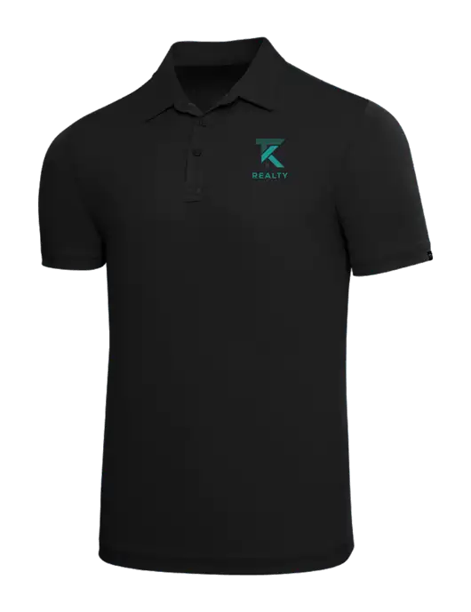 TravisMathew Black Solid Oceanside Polo w/TK Realty Logo