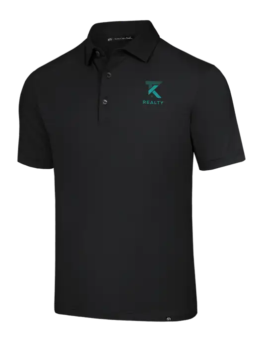 TravisMathew Black Glenview Solid Polo w/TK Realty Logo