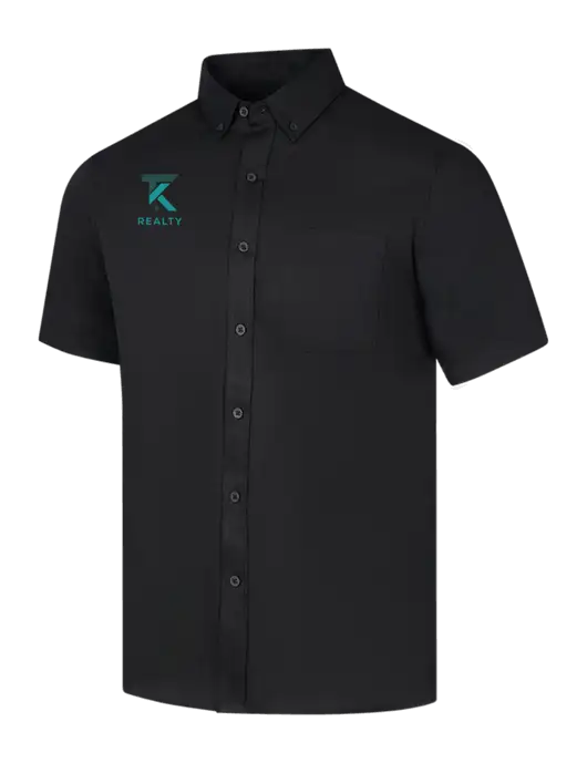 Short Sleeve Deep Black Superpro React Twill Shirt w/TK Realty Logo