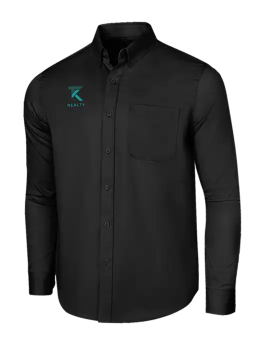 Long Sleeve Deep Black Superpro React Twill Shirt w/TK Realty Logo
