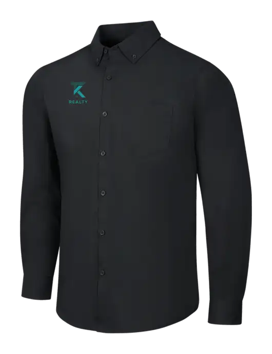 Black Long Sleeve Carefree Poplin Shirt w/TK Realty Logo